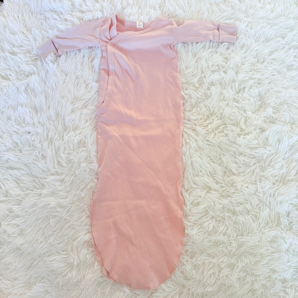 Colored Organics Newborn Organic Cotton Kimono Sleep Gown Mauve
